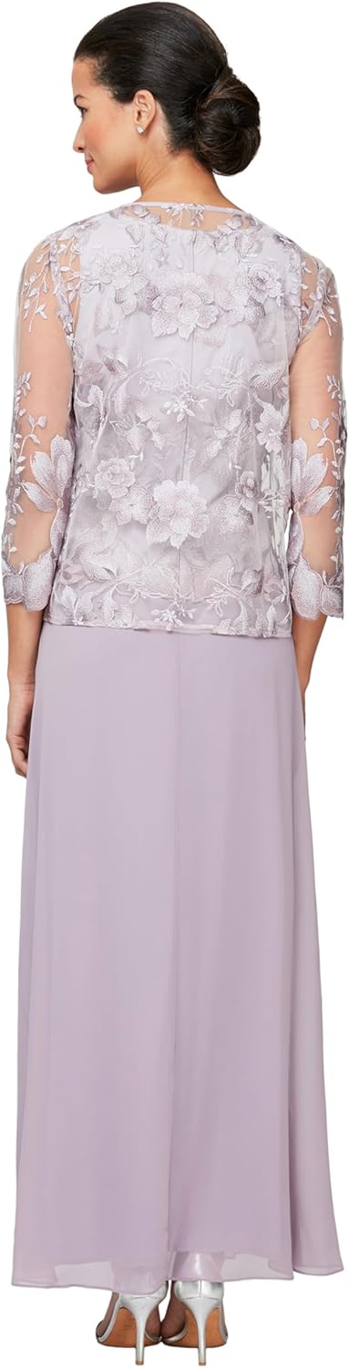 Alex Evenings Women's Two Piece Tea Length Mock Lace Jacket Dress (Petite and Regular Sizes) - Image 3