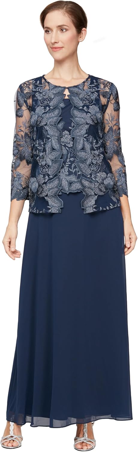 Alex Evenings Women's Two Piece Tea Length Mock Lace Jacket Dress (Petite and Regular Sizes) - Image 6