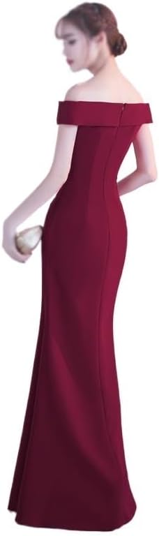 AUOGU Evening Gown Long Shoulder Dress Long Dress Dinner Dress Wedding Evening Dress - Image 4