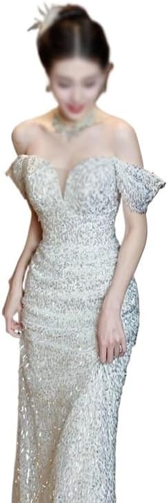 AUOGU Flat Shoulder Evening Gown for Women Banquet Toasting Dress Slimming - Image 3