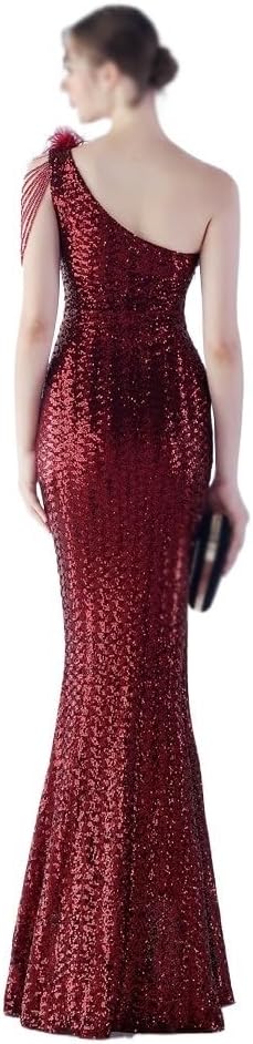 AUOGU Long Slim-fit Dress Evening Gown Women's Party Glitter - Image 5