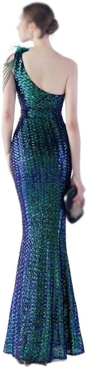 AUOGU Sequin Vertical Long Slim-fit Dress Evening Gown Ladies Party Girl - Image 3