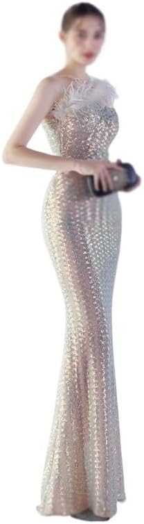 AUOGU Vertical Long Slim-fit Dress Evening Gown Women's Party Socialite Sequins - Image 3