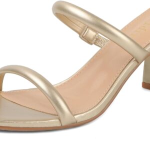 Avidirk Women's Square Open Toe Heeled Sandals Two Strap Mules Slip On Block Chunky Mid Heels Sandals