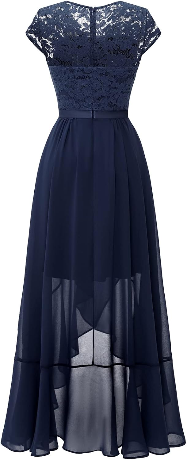 Bbonlinedress Women's V-Neck Dress for Women Wedding Guest Hi-Lo Floral Lace Prom Cocktail Party Formal Bridesmaid Dress - Image 6