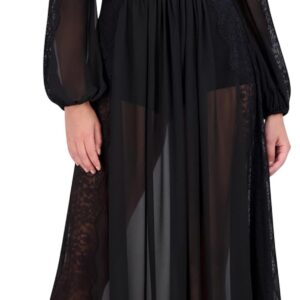 BCBGMAXAZRIA Women's Long Balloon Sleeve Surplice Neck Evening Maxi Dress