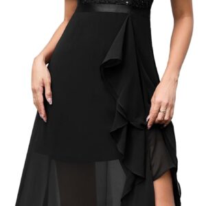 BeryLove Homecoming Sequin Formal Party Dress Off Shoulder Wedding Cocktail Midi Evening Dress