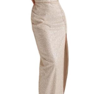 CGTENBS Flat Shoulder Fishtail Evening Dress Elegant Banquet Evening Dress for Women