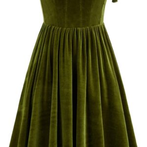 CIDER Velvet Dress for Women Midi Solid Knot Scoop Neckline Sleeveless Cocktail Party Evening Dress