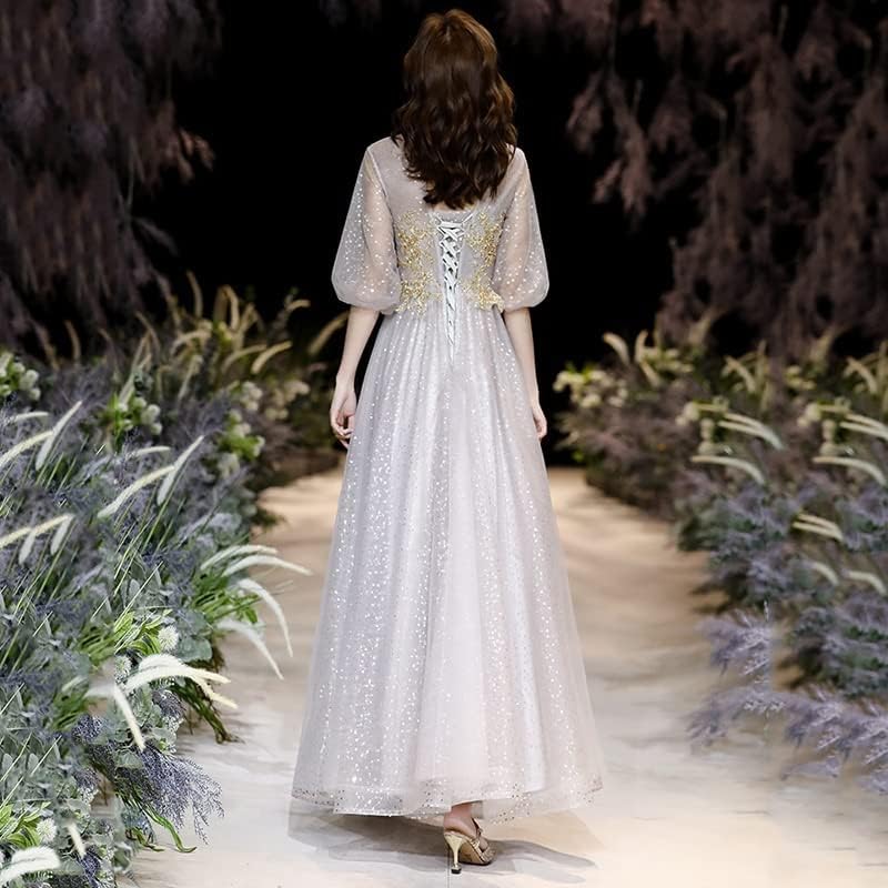 DAVBIR Long Sleeves Prom Dresses Elegant O-Neck Appliques Lace A-line Floor-Length Long Women Evening Gowns Optimal Choice (Color : As Shown, Size : Small) - Image 7