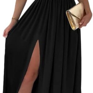 Dokotoo Womens 2025 Formal Dresses Wrap V-Neck Ruched Sexy Bridesmaid Wedding Guest Maxi Dresses