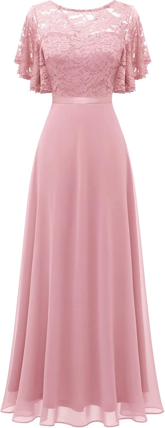 DRESSTELLS Womens Formal Dresses for Wedding Guest Bridesmaid Long Prom Empire Waist Lace Dress Evening Gown 2025 - Image 10