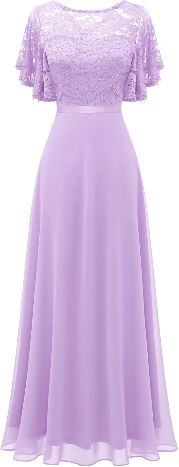 DRESSTELLS Womens Formal Dresses for Wedding Guest Bridesmaid Long Prom Empire Waist Lace Dress Evening Gown 2025 - Image 7