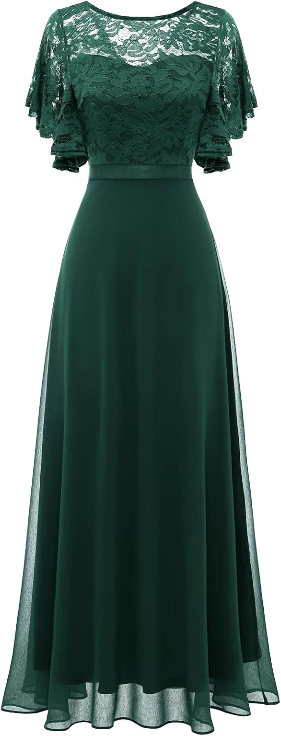 DRESSTELLS Womens Formal Dresses for Wedding Guest Bridesmaid Long Prom Empire Waist Lace Dress Evening Gown 2025 - Image 13