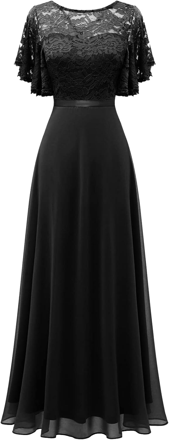 DRESSTELLS Womens Formal Dresses for Wedding Guest Bridesmaid Long Prom Empire Waist Lace Dress Evening Gown 2025 - Image 11