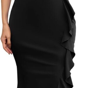 Dressystar Womens V Neck Maxi Formal Evening Dress Bodycon Sleeveless Mermaid Split Wedding Guest Cocktail Dresses