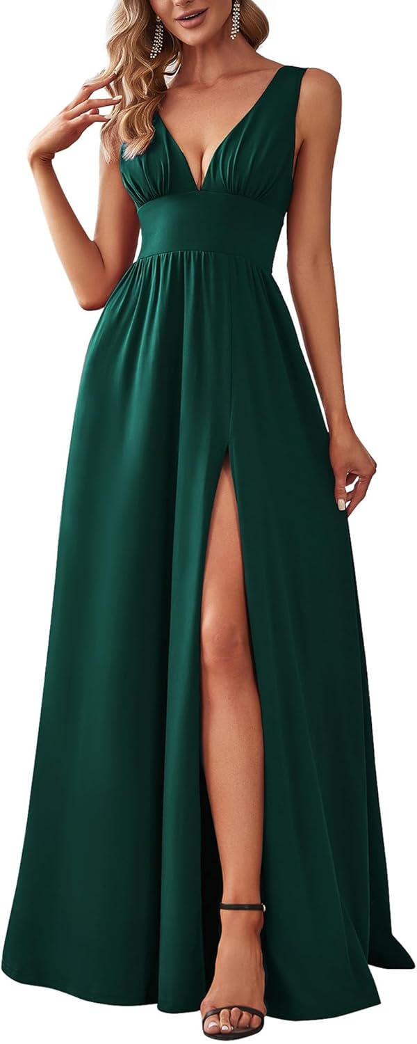 Ever-Pretty Women's Bridesmaid Dresses Deep V-Neck Sleeveless Side Slit Floor Length Wedding Guest Dress 0168B - Image 7