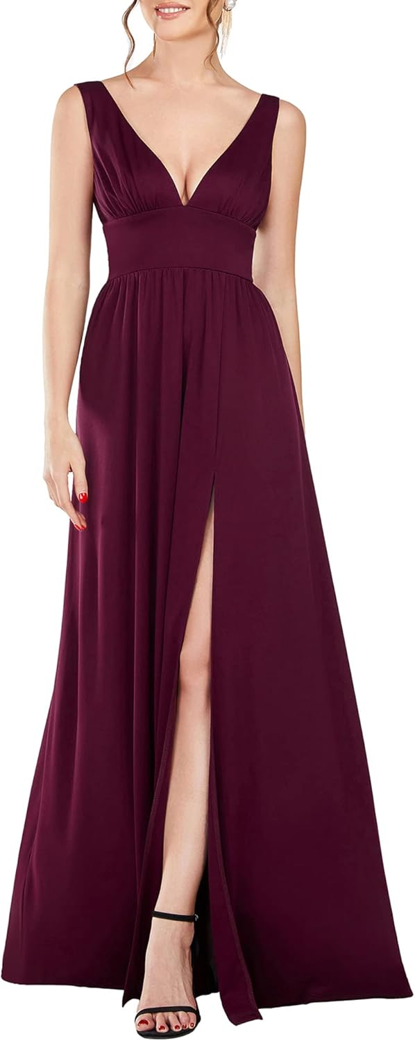 Ever-Pretty Women's Bridesmaid Dresses Deep V-Neck Sleeveless Side Slit Floor Length Wedding Guest Dress 0168B - Image 10