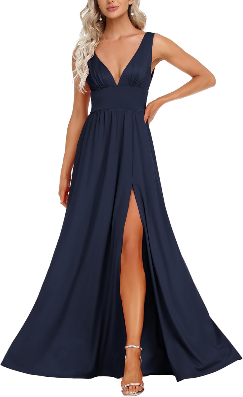 Ever-Pretty Women's Bridesmaid Dresses Deep V-Neck Sleeveless Side Slit Floor Length Wedding Guest Dress 0168B - Image 12