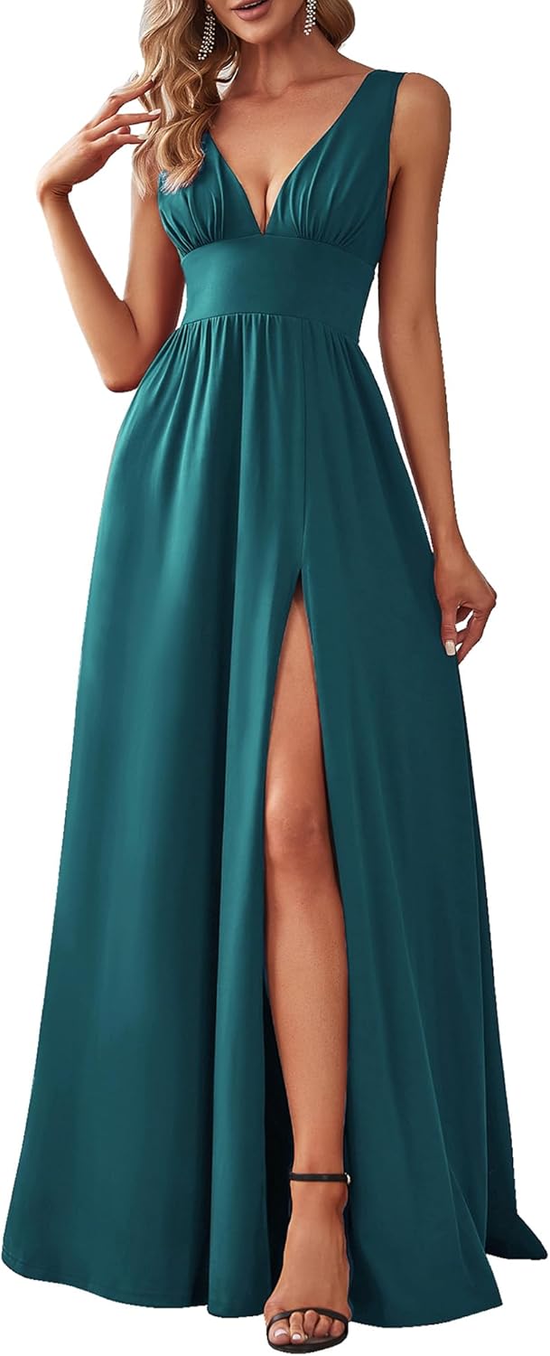 Ever-Pretty Women's Bridesmaid Dresses Deep V-Neck Sleeveless Side Slit Floor Length Wedding Guest Dress 0168B - Image 14