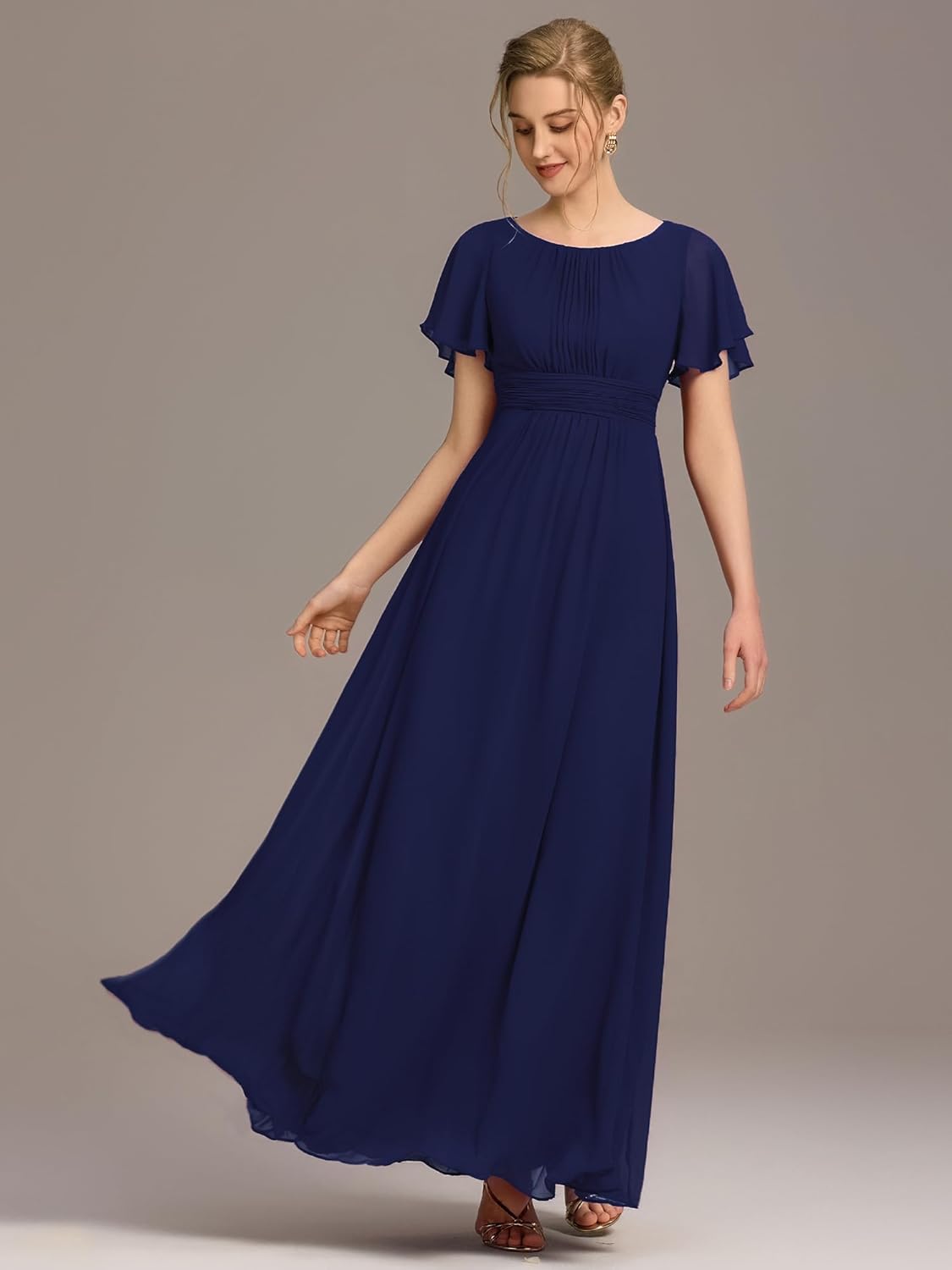Ever-Pretty Women's Classic Round Neck Short Sleeves Chiffon Floor Length Bridesmaid Dress 01840-PH - Image 4