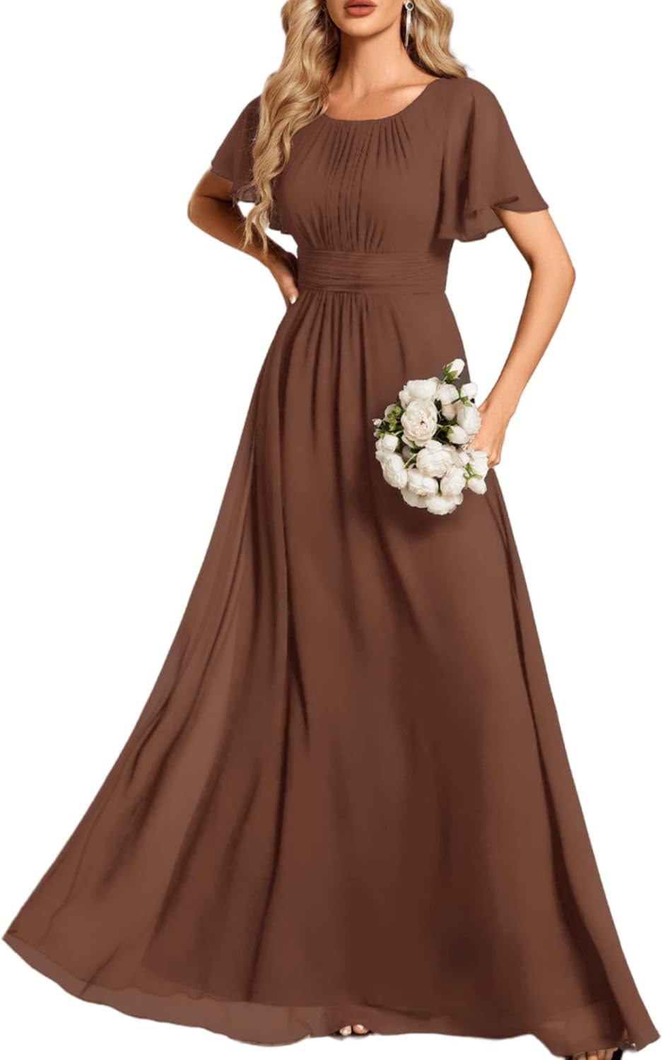 Ever-Pretty Women's Classic Round Neck Short Sleeves Chiffon Floor Length Bridesmaid Dress 01840-PH - Image 10
