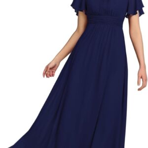 Ever-Pretty Women's Classic Round Neck Short Sleeves Chiffon Floor Length Bridesmaid Dress 01840-PH