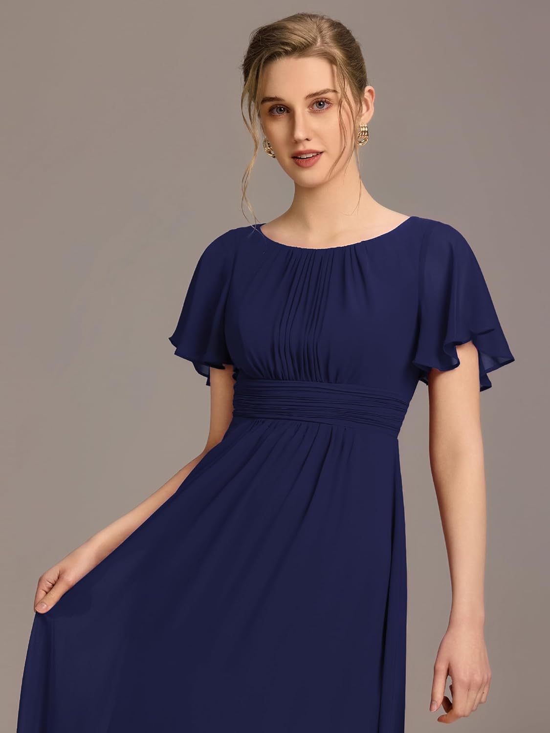 Ever-Pretty Women's Classic Round Neck Short Sleeves Chiffon Floor Length Bridesmaid Dress 01840-PH - Image 5