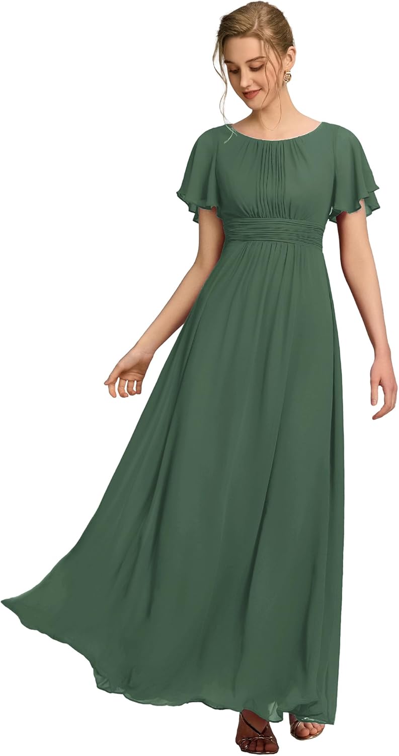 Ever-Pretty Women's Classic Round Neck Short Sleeves Chiffon Floor Length Bridesmaid Dress 01840-PH - Image 11