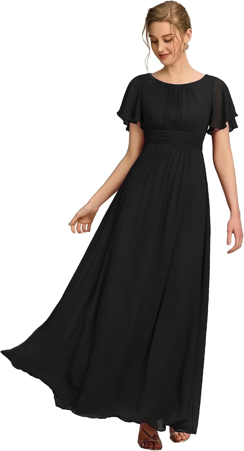 Ever-Pretty Women's Classic Round Neck Short Sleeves Chiffon Floor Length Bridesmaid Dress 01840-PH - Image 14