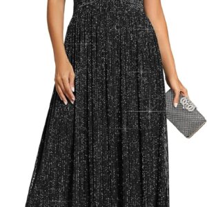 Ever-Pretty Women's Sexy Halter Sleeveless Pletaed Floor Length Glitter Evening Formal Dress 41961
