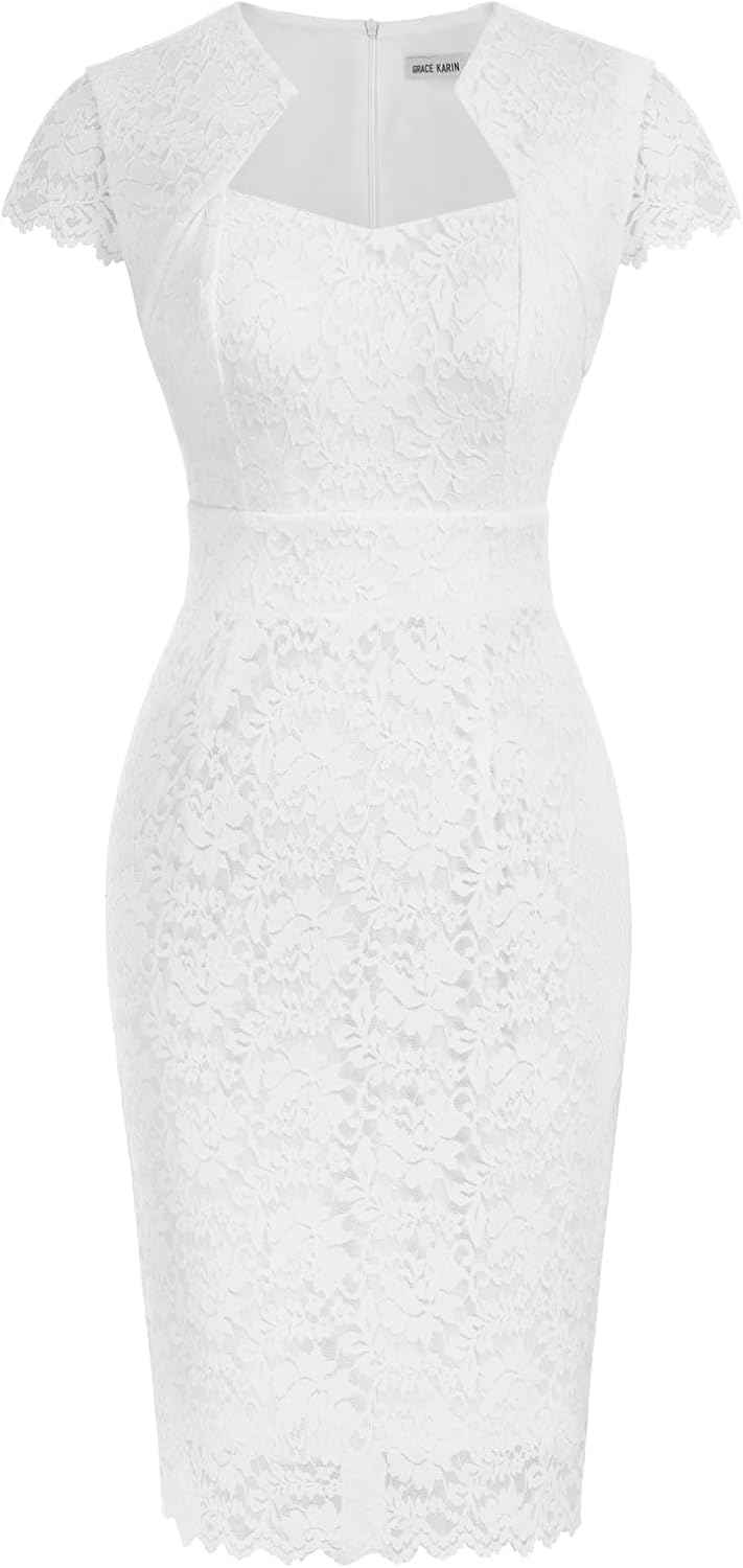 GRACE KARIN Cocktail Dress for Women Cap Sleeve Lace Dress for Wedding Guest Business Casual Dresses - Image 11