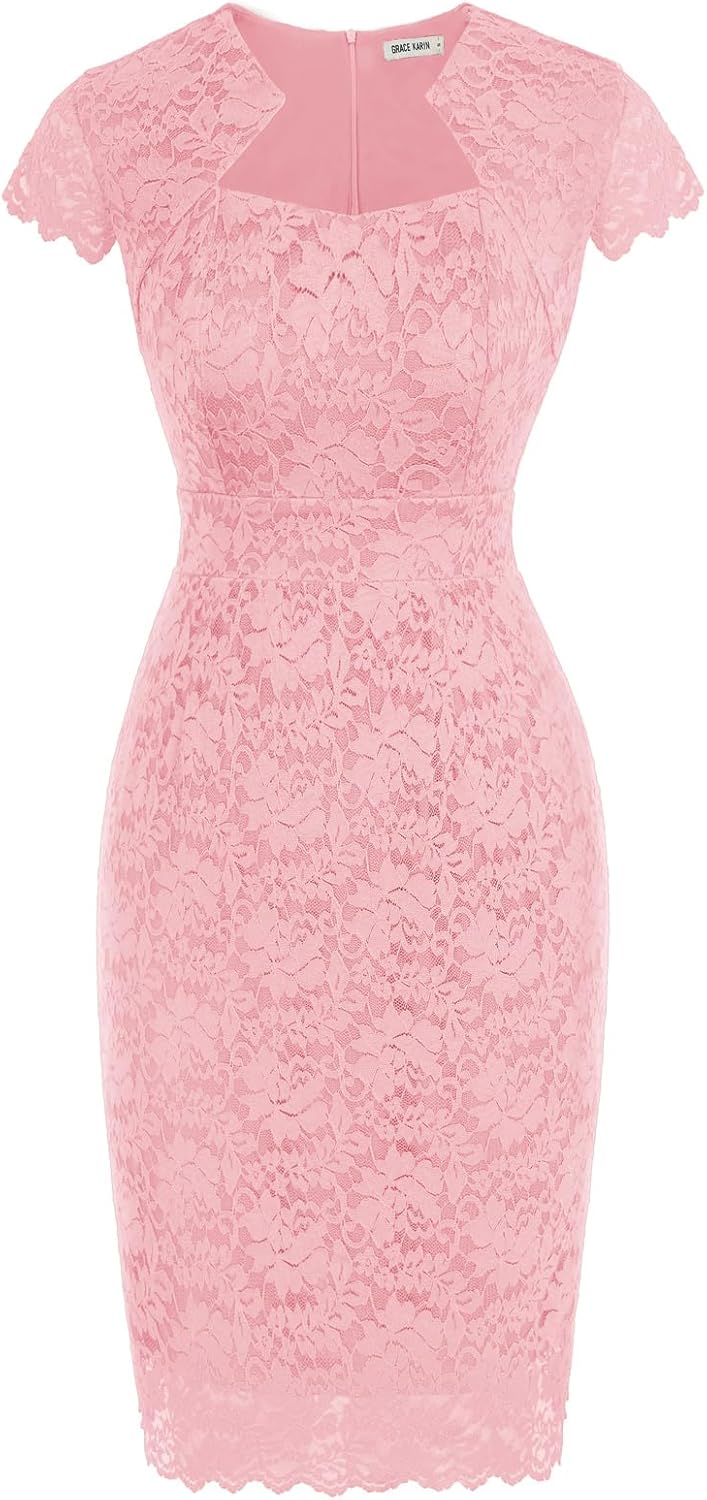GRACE KARIN Cocktail Dress for Women Cap Sleeve Lace Dress for Wedding Guest Business Casual Dresses - Image 15