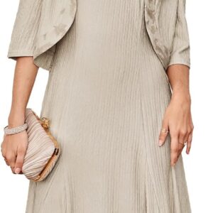 GRACE KARIN Mother of The Bride Dress with 3\/4 Sleeves Cardigan Stretchy Lace 2 Pieces Wedding Guest Sequins Dresses
