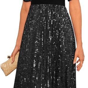 GRACE KARIN Women's Sequin V Neck Ruffle Sleeve Empire Waist Sparkly Glitter A Line Cocktail Formal Dresses