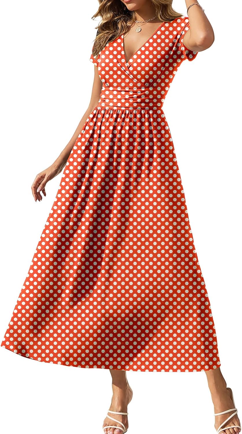 Gracyoga Women's Summer Dresses 2025 Short Sleeve Maxi Dress Casual V Neck Flowy Sundress with Pockets - Image 23