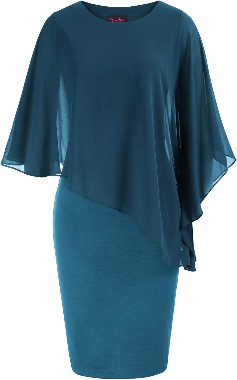 Hanna Nikole Women's Sleeveless Cape Dress with Chiffon Overlay Sequin Bodycon Pencil Dress - Image 12