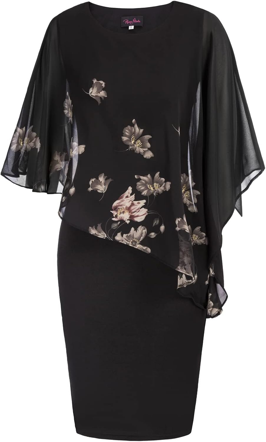 Hanna Nikole Women's Sleeveless Cape Dress with Chiffon Overlay Sequin Bodycon Pencil Dress - Image 16