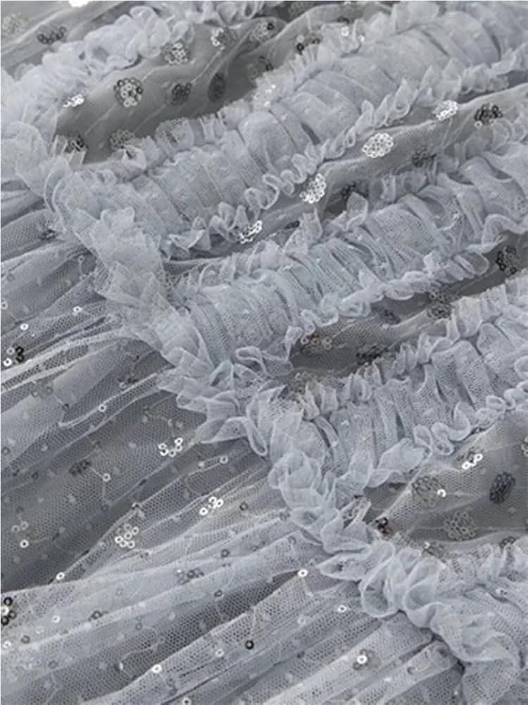 KswyyuwxgqI Women's Long Sleeve Sequin Dress Mesh Patchwork Perspective O-Neck Evening Dresses - Image 5