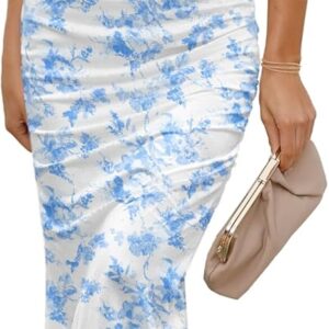 LUXVEER Wedding Guest Dresses for Women 2025 Floral Formal Cocktail Maxi Styles Off The Shoulder Stretch Sexy Bodycon Dress