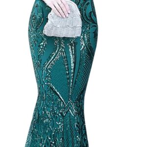 Madam Uniq Evening Gowns for Women Maxi Sequin Backless Cut Out Fishtail Elegant Formal Dress