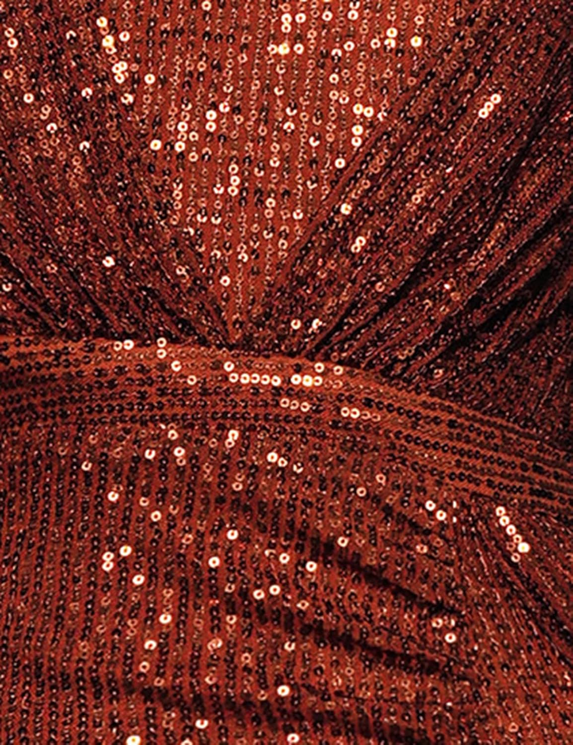 Madam Uniq Women Long Sleeve High Neck Sequin Evening Gown Formal Beach Maxi Club Wedding Cocktail Party Dress - Image 5