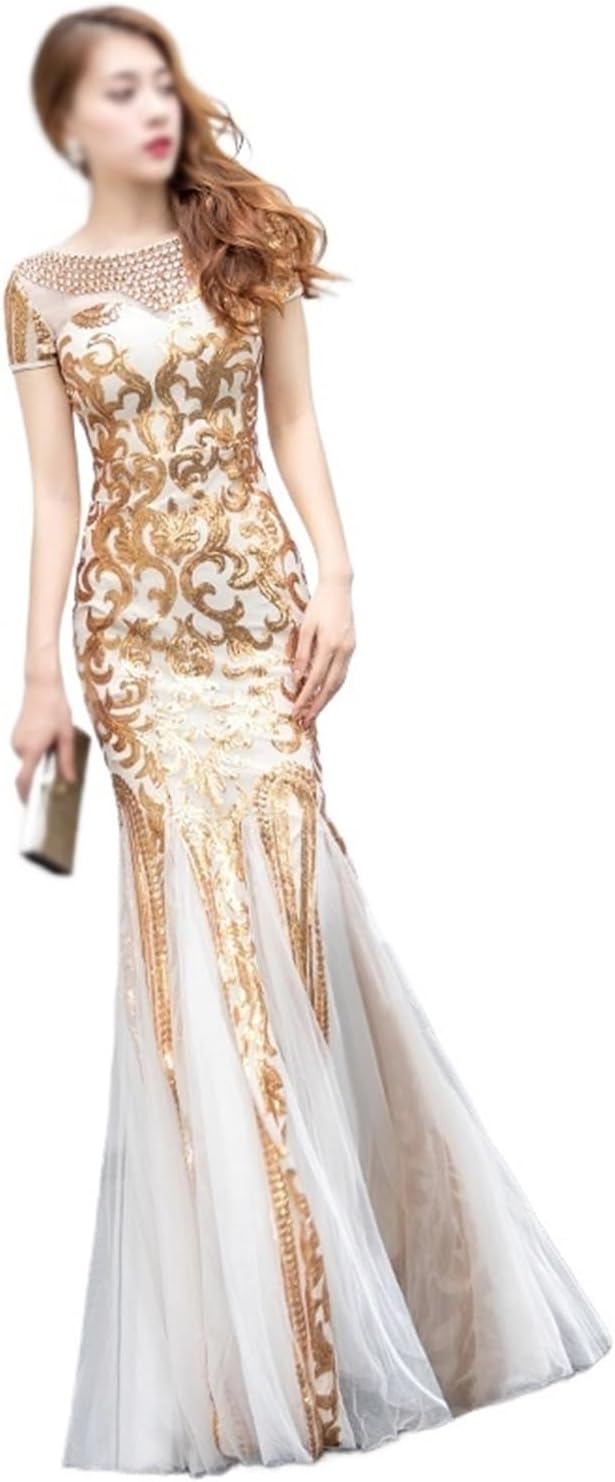 MVUYO Evening Dress Spring Long Sequin Banquet Evening Wear Slimming Annual Performance Evening Dress