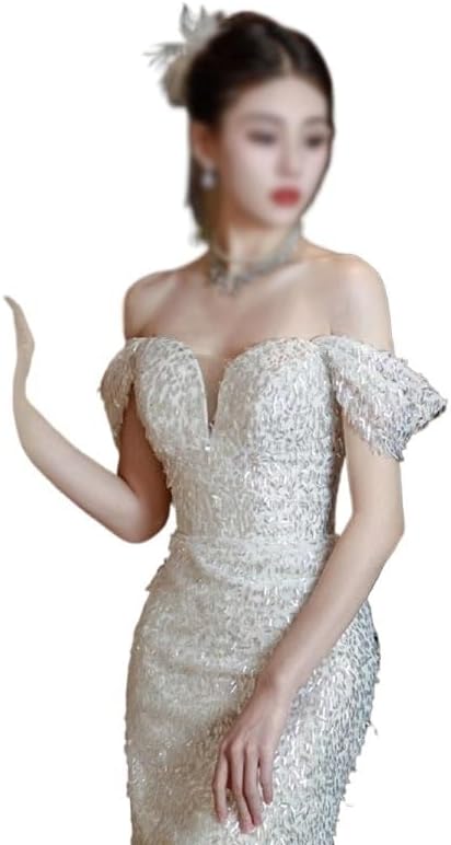 MVUYO Flat Shoulder Evening Gown for Women Banquet Toasting Dress Slimming - Image 5