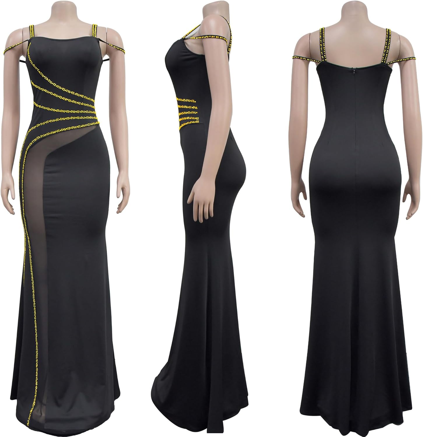 PORRCEY Women's Sexy Elegant Rhinestone Sleeveless Party Club Night Hot Drilling Clubwear Evening Dresses - Image 5