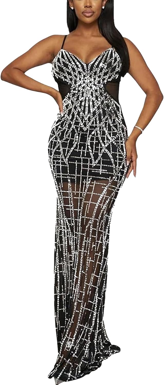 PORRCEY Women's Sexy Elegant Rhinestone Sleeveless Party Club Night Hot Drilling Clubwear Evening Dresses - Image 12