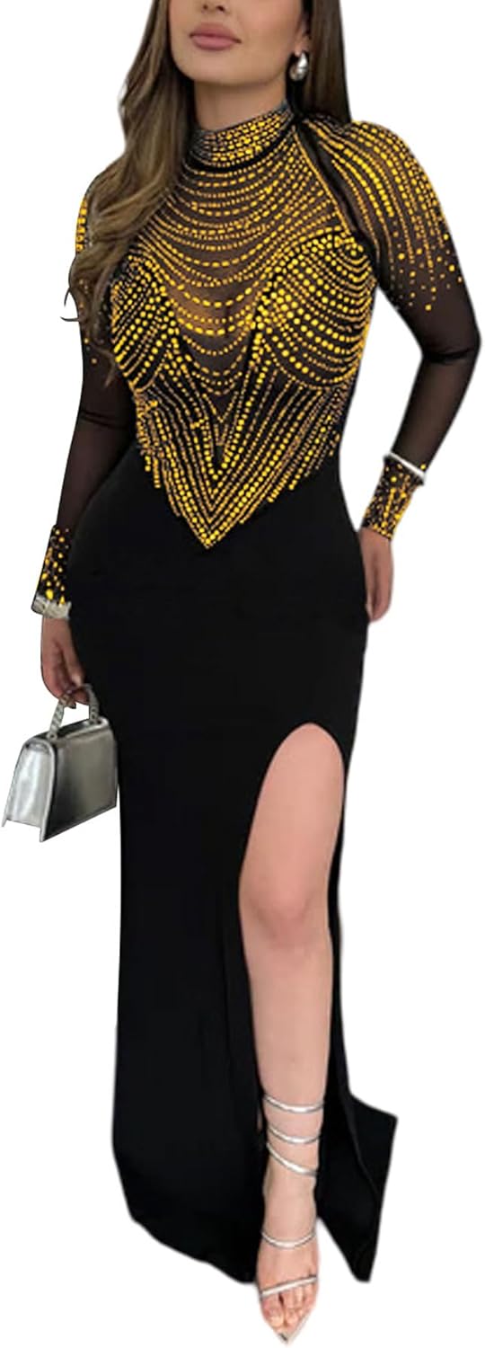 PORRCEY Women's Sexy Elegant Rhinestone Sleeveless Party Club Night Hot Drilling Clubwear Evening Dresses - Image 20