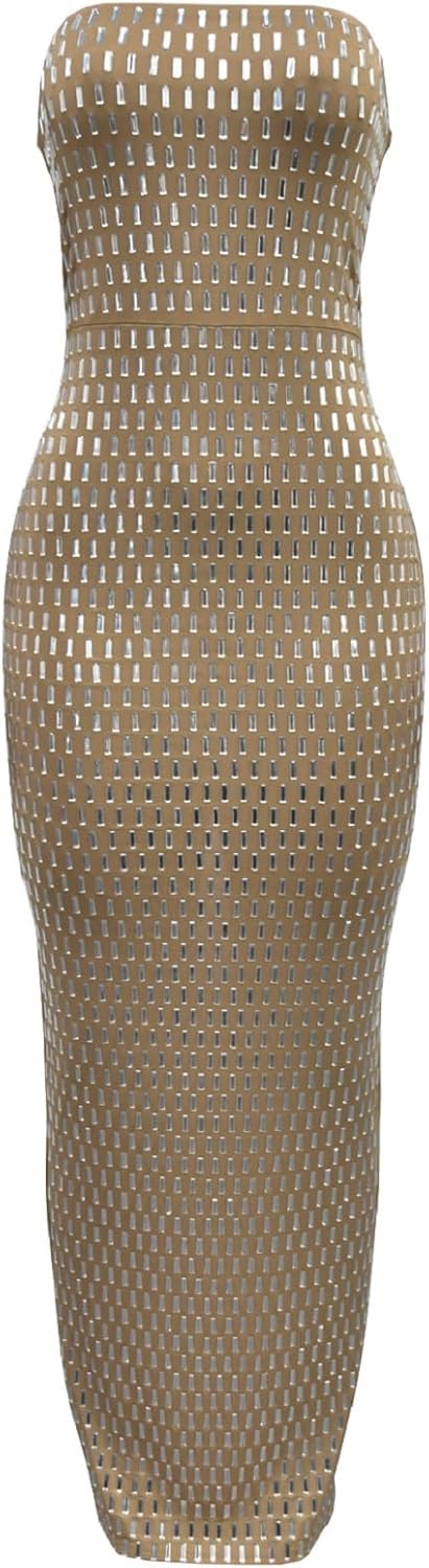 PORRCEY Women's Sexy Elegant Rhinestone Sleeveless Party Club Night Hot Drilling Clubwear Evening Dresses - Image 42