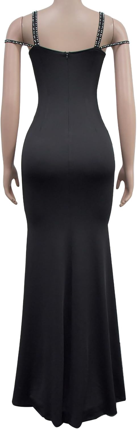 PORRCEY Women's Sexy Elegant Rhinestone Sleeveless Party Club Night Hot Drilling Clubwear Evening Dresses - Image 2