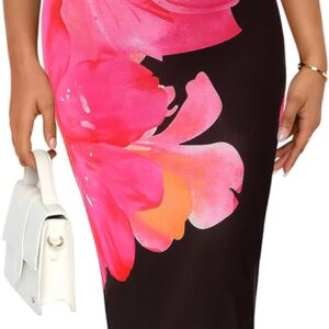 PRETTYGARDEN Women Summer Strapless Maxi Dress Bodycon Floral Sexy Long Wedding Guest Dress Formal Tube Mesh Cocktail Dresses